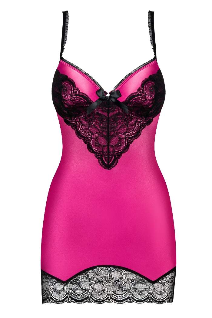 This is how you look like wearing this amazing chemise. Spoi... Obsessive - Roseberry Chemise & Thong - Pink - L/XL photo-5