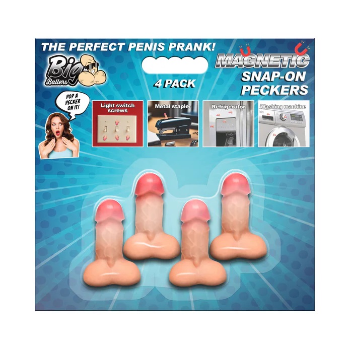 Enjoy 4 mini dildos, perfect for any playful prank or occasi... Big Ballers - Magnetic Snap-On Peckers - 4 pcs photo-8