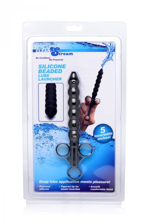 Deep lube application meets pleasure with this 6 bulb lube l... CleanStream - Beaded Silicone Lube Launcher - Black photo-6