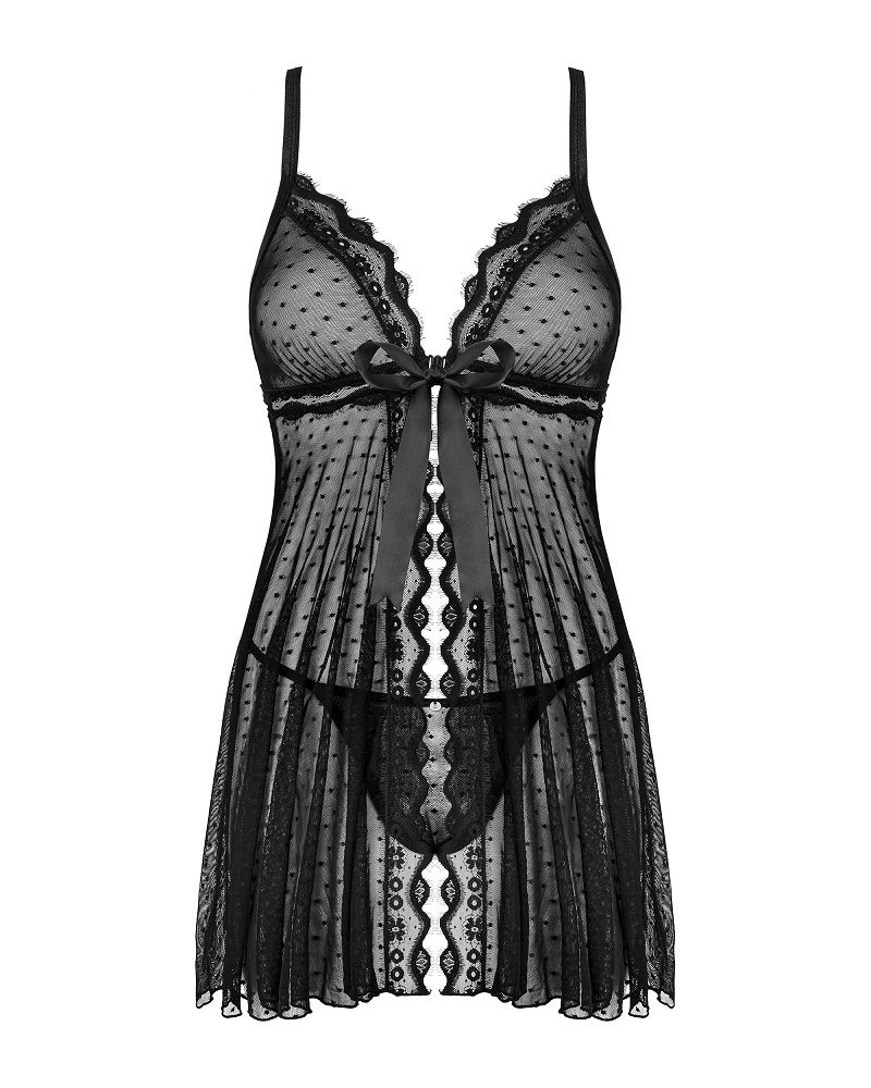 Obsessive - Marrbel Babydoll & Thong - Black - L/XL photo-6