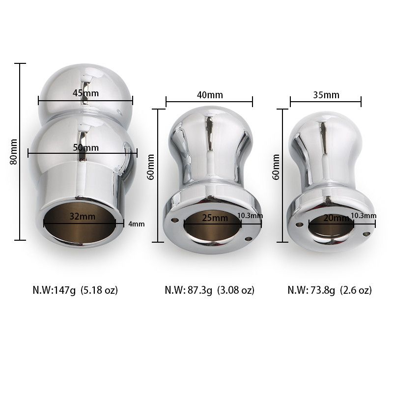 MT - Hollow Anal Plug M-size - Silver photo-7