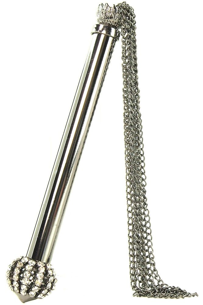 A gem-encrusted crown and gleaming handle with strands of de... Sportsheets - Midnight Jeweled Chain Tickler photo-6