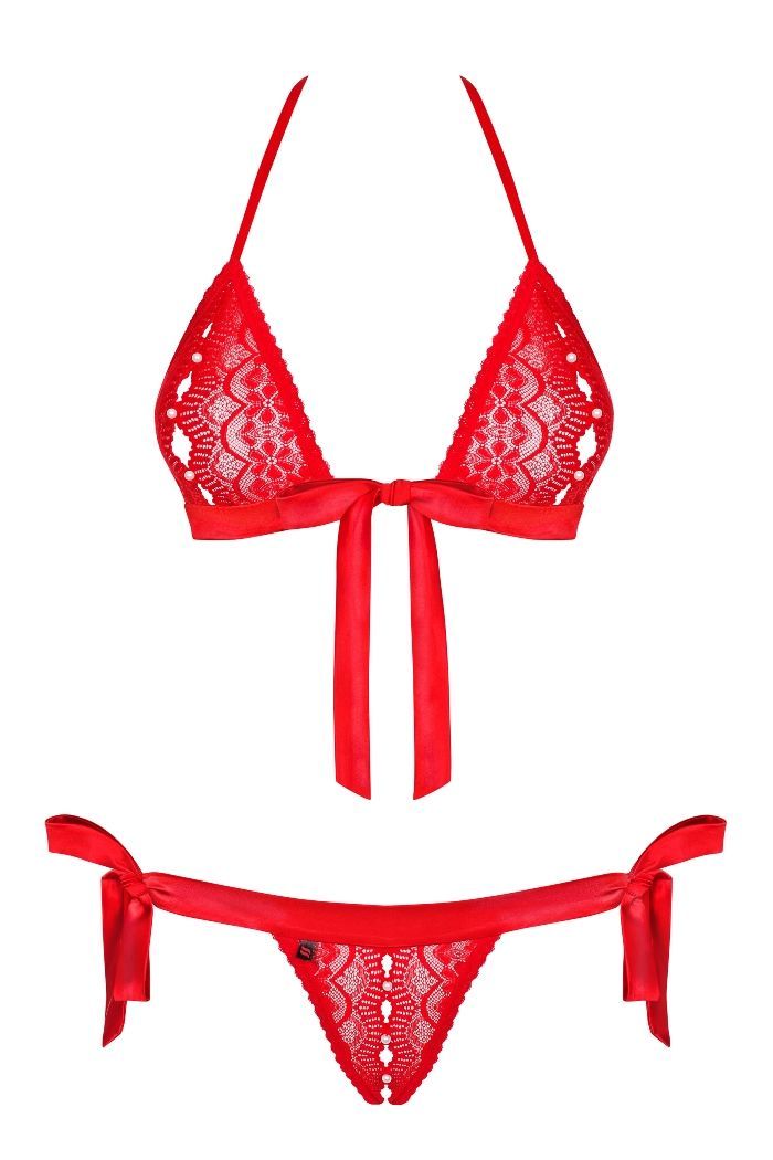 The hottest lingerie set on earth? It’s right here! So nice ... Obsessive - 822-SET-3 Set 2-pcs - Red - S/M photo-5