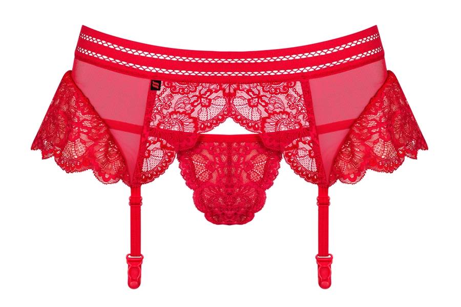 Obsessive - 853-GAR-3 Garter Belt & Thong - Red - S/M photo-7