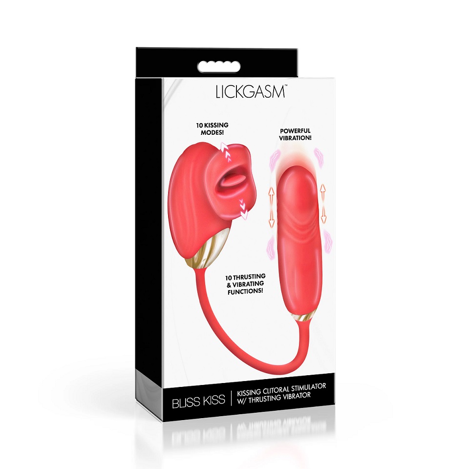 Lickgasm - Bliss Kiss Stimulator w Thrusting Vibrator - Red photo-7