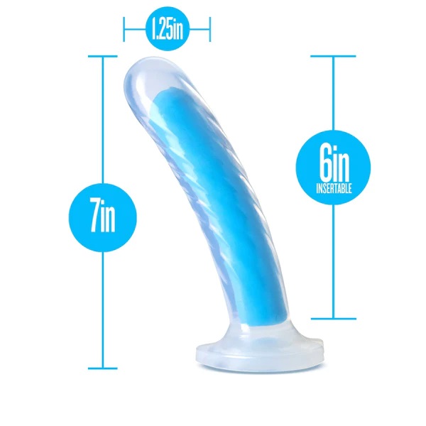 Tao Silicone Dual Density Dildo will bring new light to your... Neo Elite - Glow in the Dark Tao Dildo 17,8cm - Neon Blue photo-5