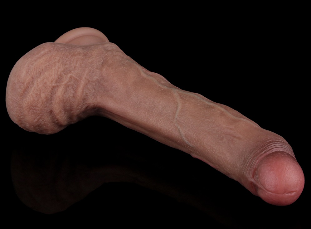 Experience unparalleled pleasure with our Dual-Layered Silic... Lovetoy - 8.5" Dual Layered Natural Dildo - Brown photo-10