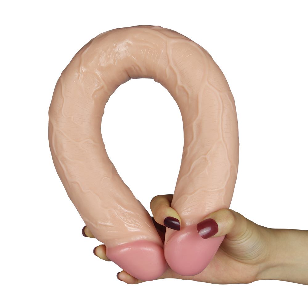 Realistic double ended dildo for solo and shared play for bo... Lovetoy - King Size Slim Ultra Double Dildo - Skin photo-5