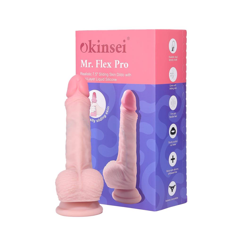 Okinsei - 7.5" Mr.Flex Pro Sliding Skin Dildo - Skin photo-11