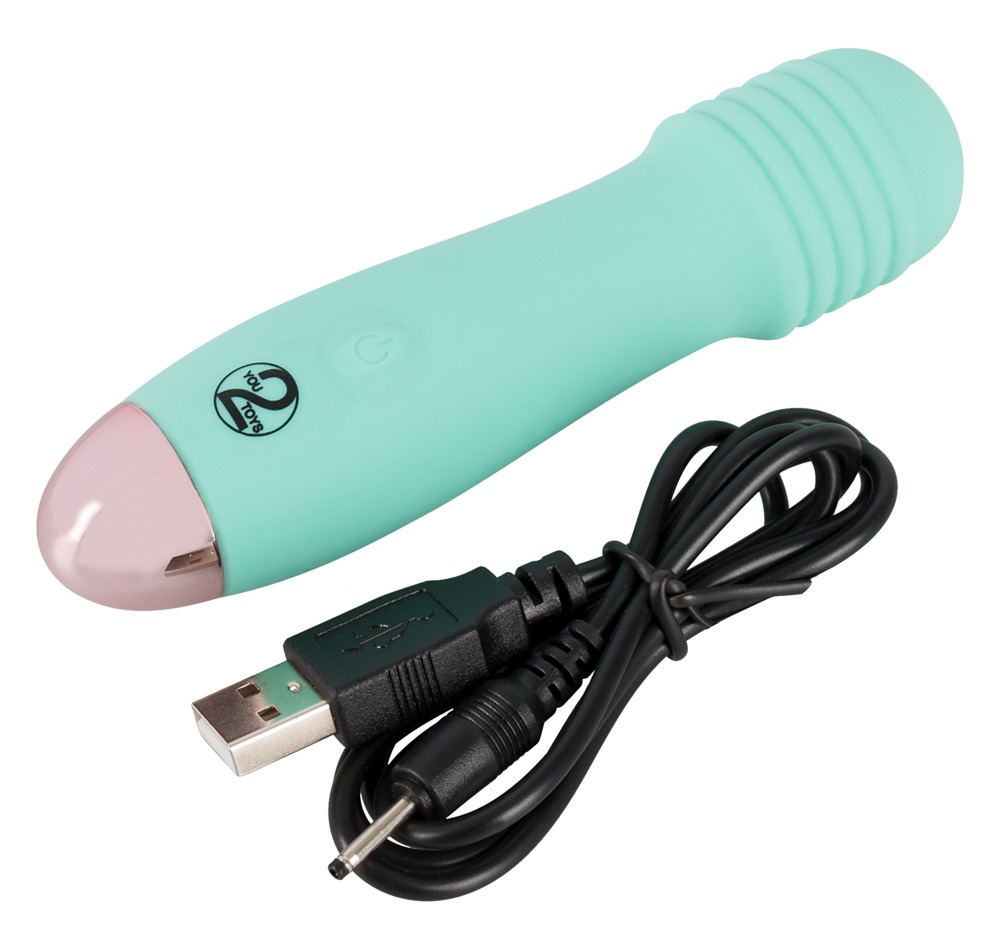 Green mini vibrator with an exciting grooved structure on th... Cuties - Exciting Mini Vibrator - Green photo-4
