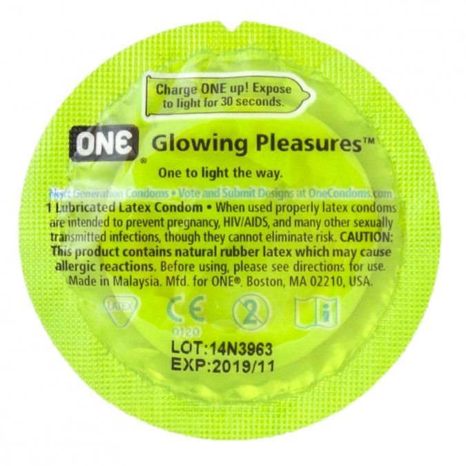 Experience the Glow! Glowing Pleasures condoms are technolog... One Condoms - Glowing Pleasures 3's Pack photo-2