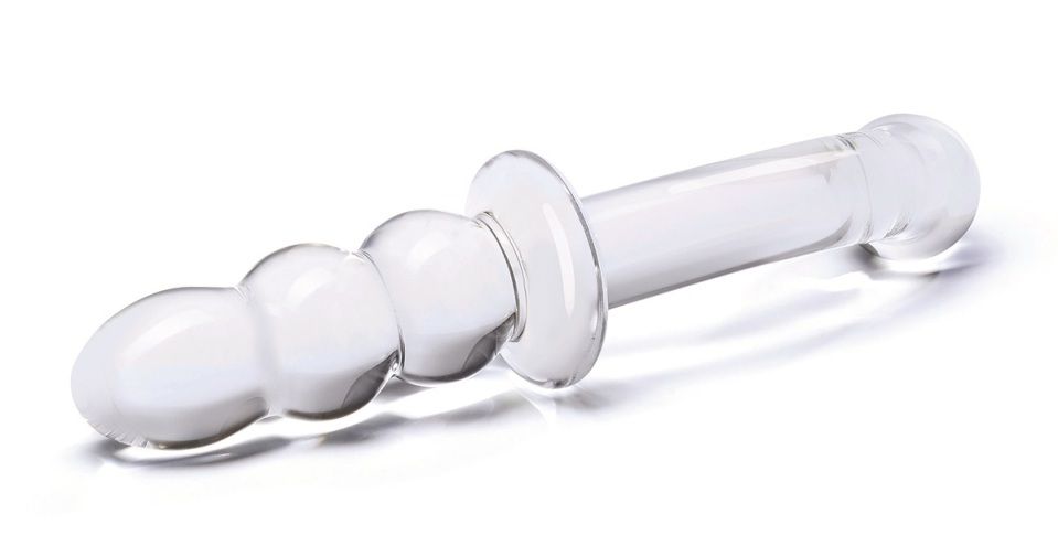 This glass dildo delivers double the pleasure with two ends ... Glas - 8″ Ribbed G-Spot Glass Dildo photo-3