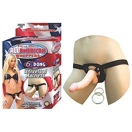 Combining Nasstoy's excitingly shaped 6.5 inch Whoppers ... Nasstoys - All American Whoppers 6.6″ Dong w/ Universal Harness - Flesh photo-7