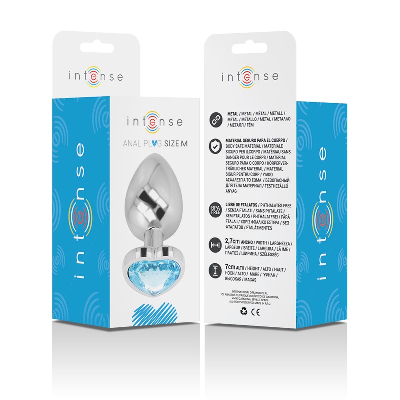 Let your buttocks shine with the Intense anal plug, decorate... Intense - Metal Heart Gem Plug M - Blue photo-7