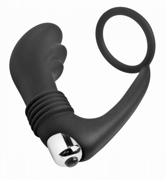 This targeted prostate stimulator is ergonomically curved an... Prostatic Play - Nova Cock Ring Vibrating Prostate Stimulator Silicone - Black photo-2