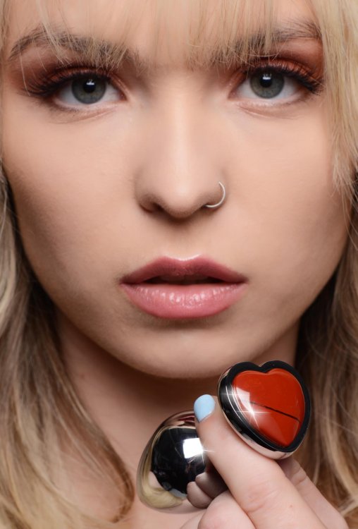 Energize your backdoor with this Red Jasper Heart! This meta... Booty Sparks - Jasper Heart Anal Plug M-size - Red photo-4