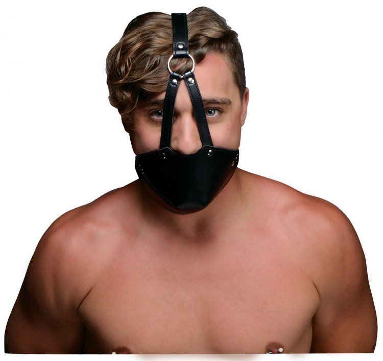 Shut up your pet with a unique muzzle gag! Wrap your slaves ... Strict - Mouth Harness with Ball Gag - Black photo-2
