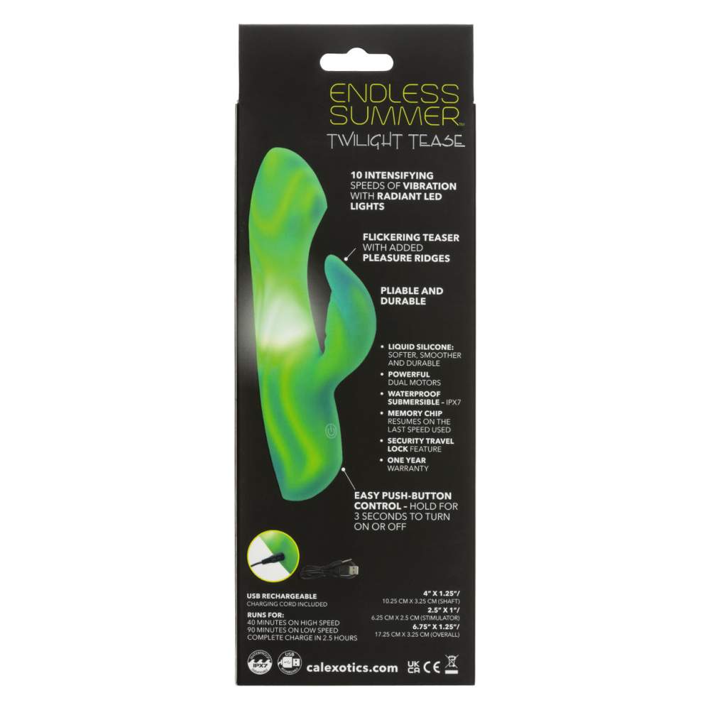 CEN - Twilight Tease LED Rabbit Vibrator - Green 照片-8