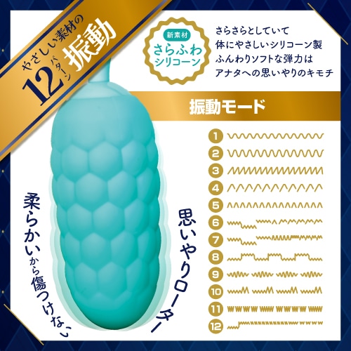 A soft, caring rotor that gentle to use with 12 vibrations p... ToysHeart - Smooth Soft Egg Vibrator - Blue photo-2