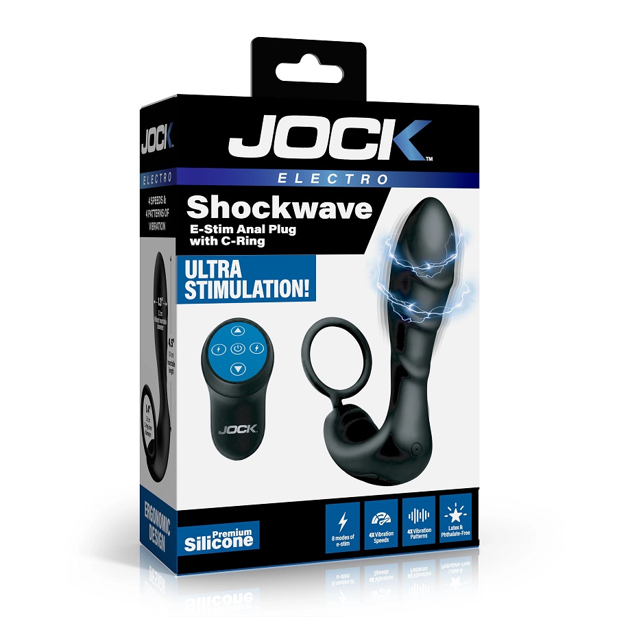 Jock - Shockwave E-Stim Anal Plug w Ring - Black 照片-6