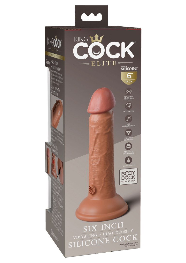 The King Cock Elite silicone dildo is made from high-quality... King Cock - 6" Elite Vibro Cock - Caramel photo-9