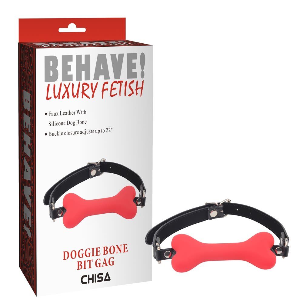 Fully Adjustable to Fit, Soft Ball Gag for Easy Use and Clea... Chisa - Gag Doggie Bone Bit - Red photo-2
