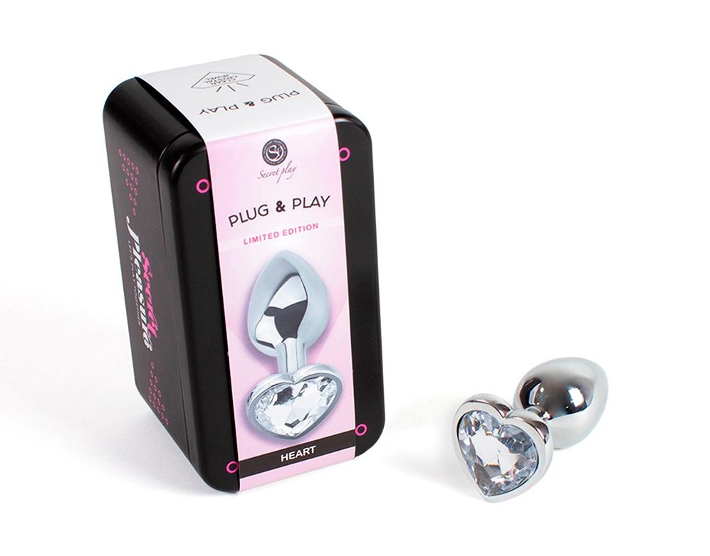 This Jewelled metal beginner's butt plug is perfect for ... Secret Play - Heart Anal Plug S - Clear photo-5
