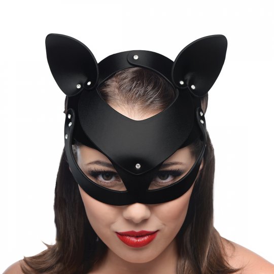 Meow! The ancient Egyptians worshipped them, but today we ke... Master Series - Bad Kitten Leather Cat Mask - Black photo-2