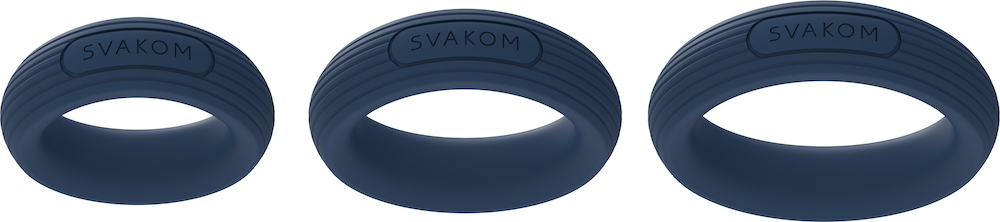 SVAKOM - Trioo Silicone Cock Ring Set - Dark Blue photo-3