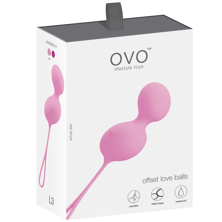 OVO L3 Silicone Love Balls are offset love balls that offer ... Ovo - L3 Love Kegel Balls - Pink photo-4