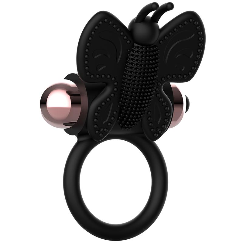 Take control of your lover's pleasure !! Take it anywher... Coquette - Butterfly Vibro Ring - Black photo-3