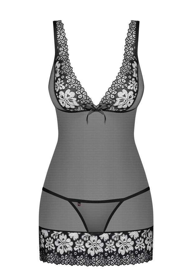 You’ve just discovered… a really amazing chemise! It has eve... Obsessive - 856-CHE-1 Chemise & Thong - Black - L/XL photo-7