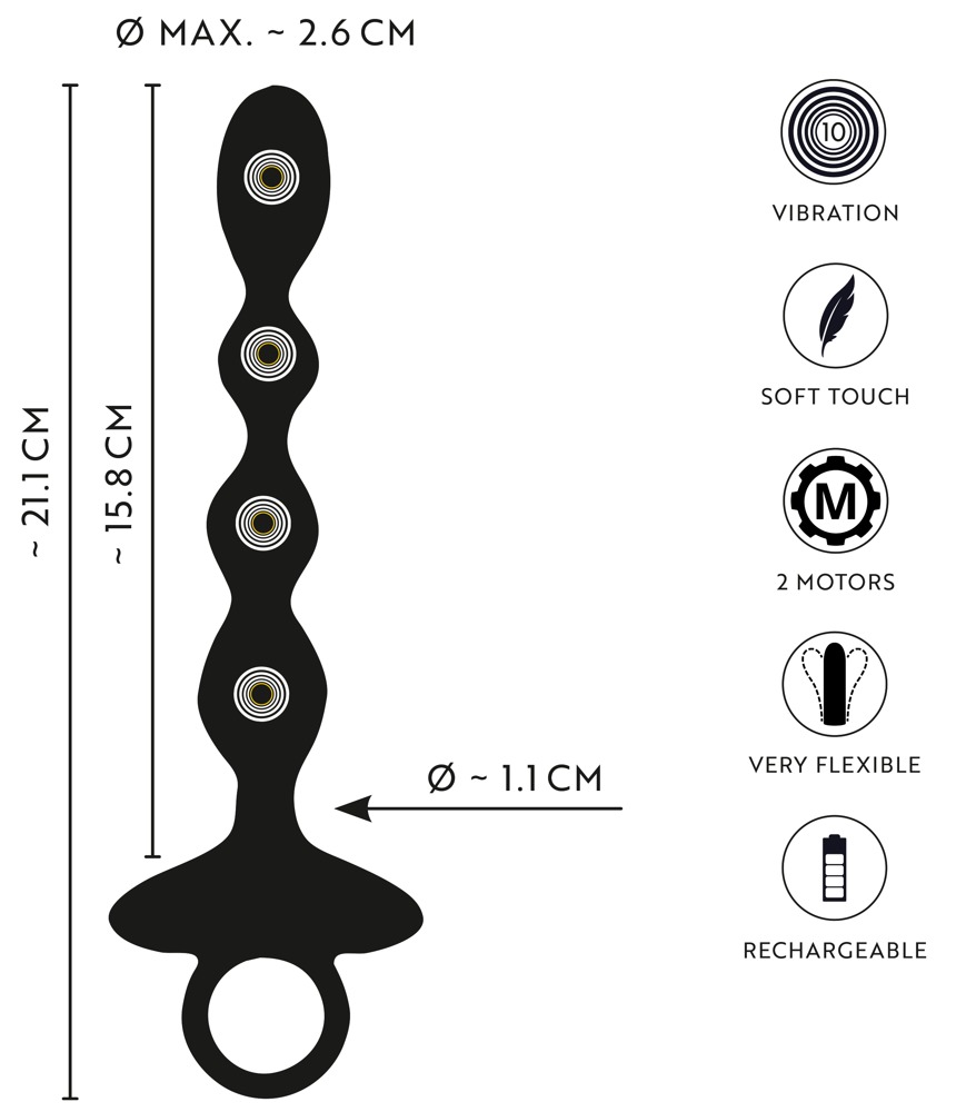 ANOS - Jump 震动后庭串珠 - 黑色 照片-9