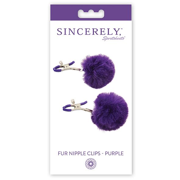 Heighten nipple and areola sensation with faux fur tops and ... Sportsheets - Sincerely Fur Nipple Clips - Purple photo-2