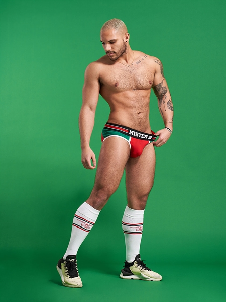 These duo coloured briefs are made of 54% POLYESTER 24 Mister B - Urban Lisbon Jock Brief - Red/Green - L photo-7