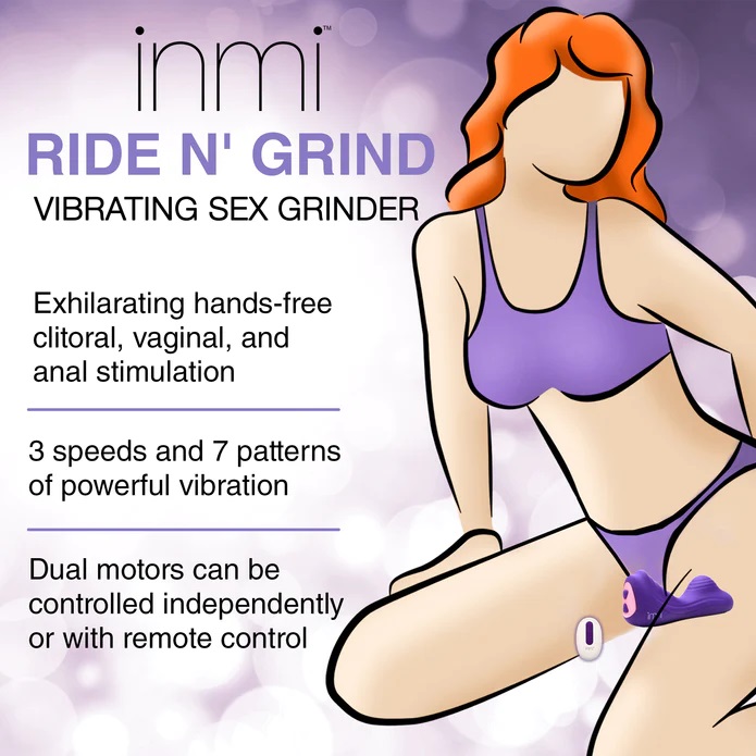 Slip this textured, premium silicone toy between your thighs... Inmi - Ride N' Grind Vibro Grinder - Purple photo-3