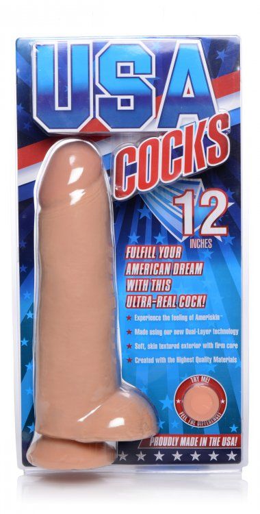 Girth and length that are out of this world! This beautiful ... USA Cocks - 12″ Ameriskin Dual Density Dildo - Flesh photo-8