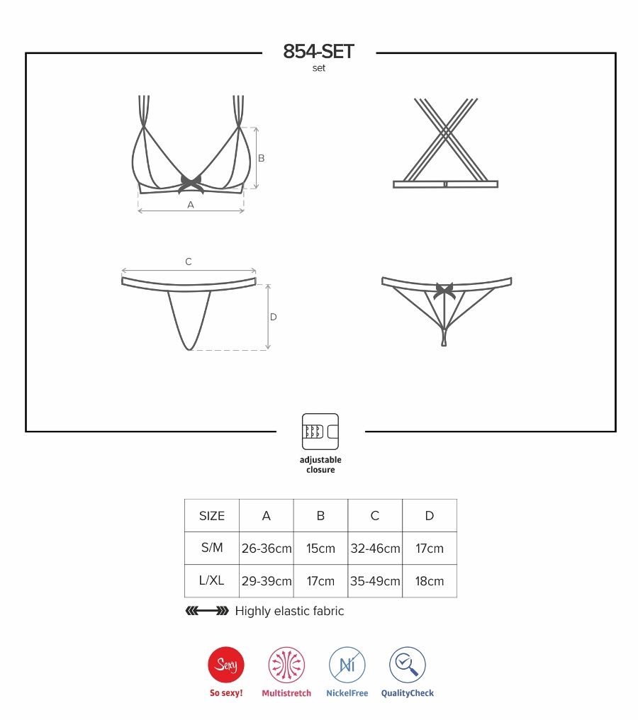 Obsessive - 854-SET-1 Set 2 pcs - Black - S/M photo-9