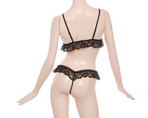 Costume Garden - GB-157 露乳开裆蕾丝套装 - 黑色 照片