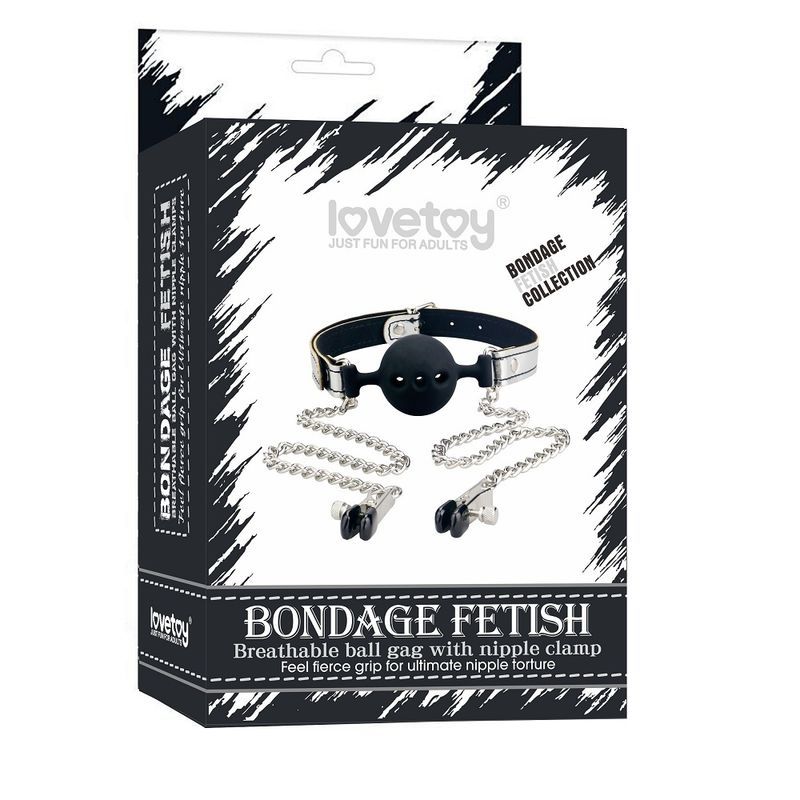 Take your BDSM pleasures to the next with this stylish metal... Lovetoy - Breathable Ball Gag With Nipple Clamp - Silver photo-6