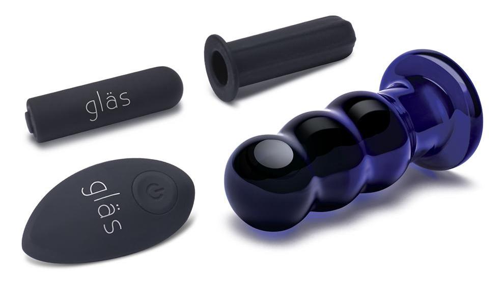 For beginners-friendly backdoor stimulation that can also in... Glas - 3.5" Vibrating Beaded Butt Plug photo-5