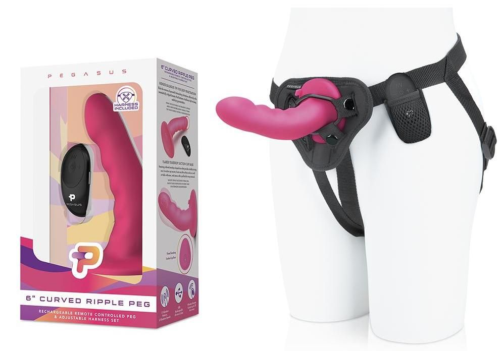 Pegasus - 6'' 弧形細浪紋無線遙控按摩器連束帶 - 粉紅色 照片-9
