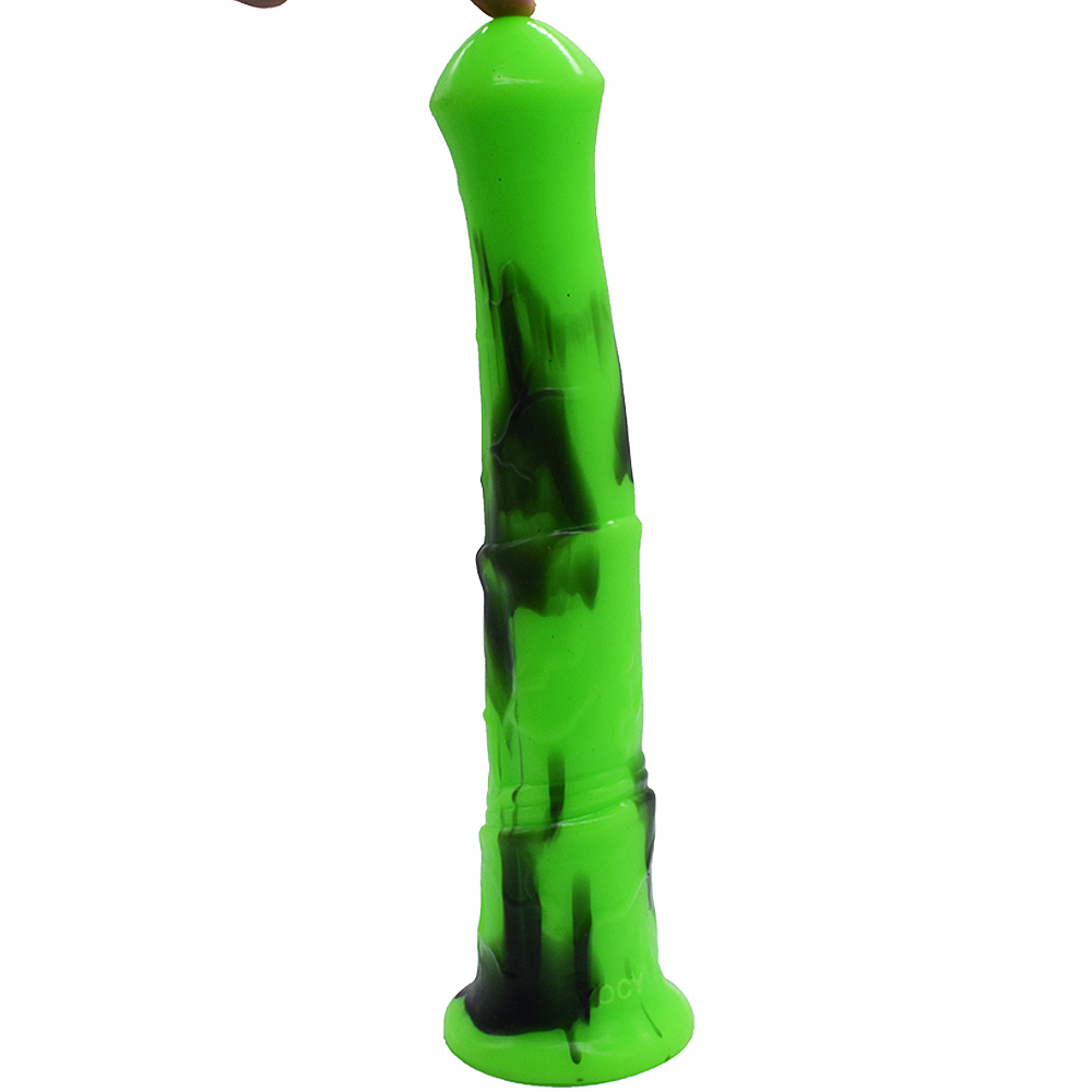Silicone horse anal dildo, artificial realistic anal plug, s... FAAK - Horse Long Dildo - Green/Black photo-6