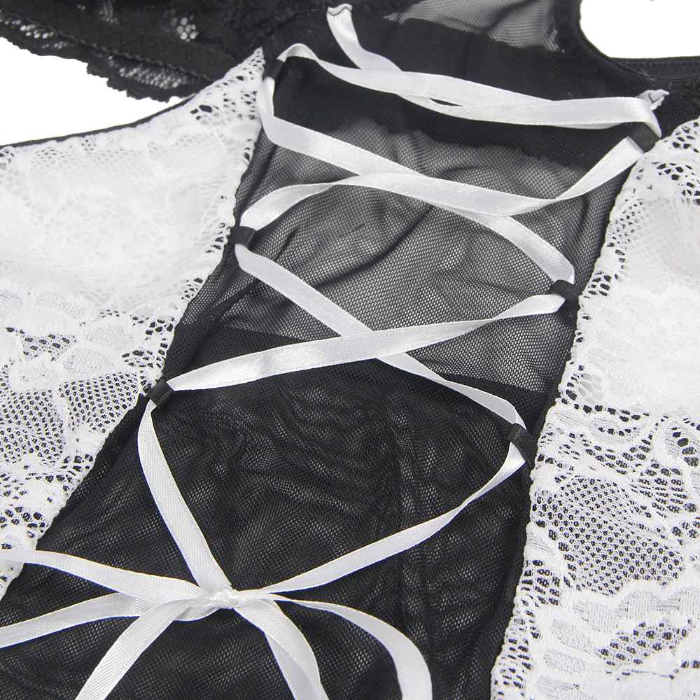 White Lace Sexy Garter Belt Maid Costume with Leg Ring
Mate... Ohyeah - Maid Costume w Garters - Black - XL photo-3