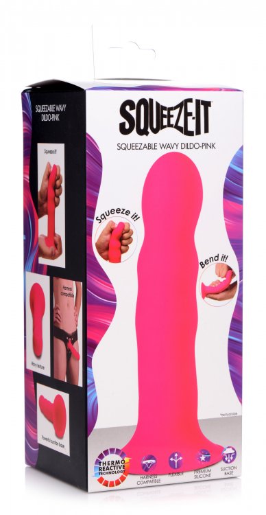 This squiggly, squeezable dildo will become your ultimate sh... Squeeze-It - Wavy Dildo - Pink photo-8