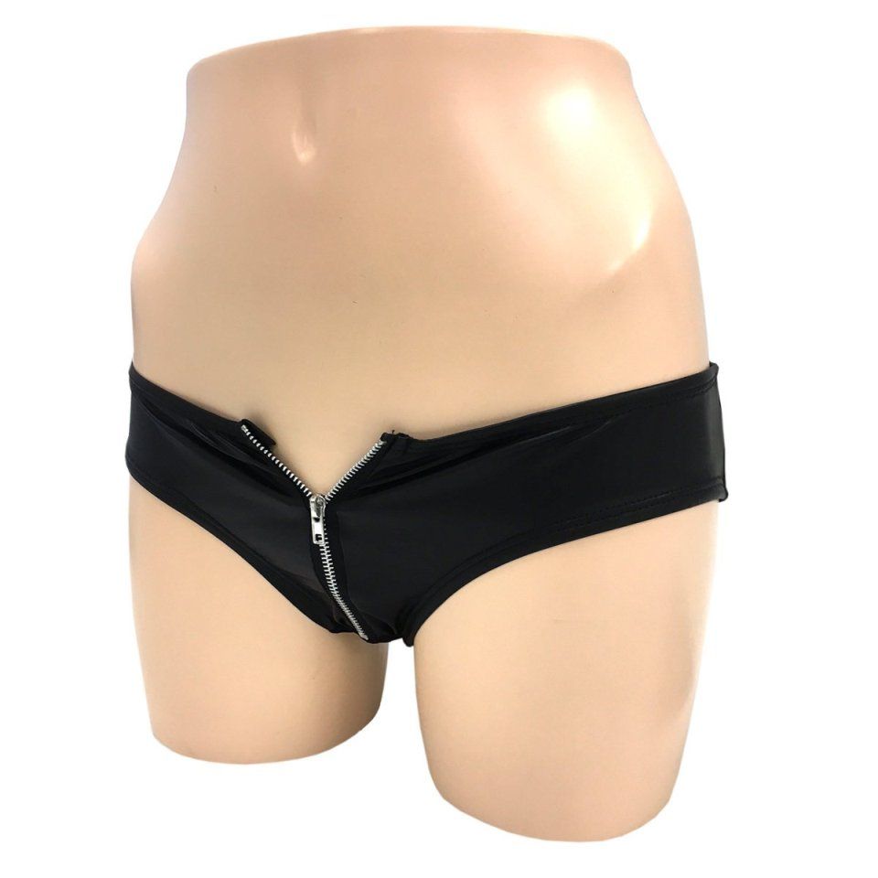 Hard design with front zipper attached.
The front is a thin ... Costume Garden - GB-375 Zipper Leather Bikini - Black photo-4