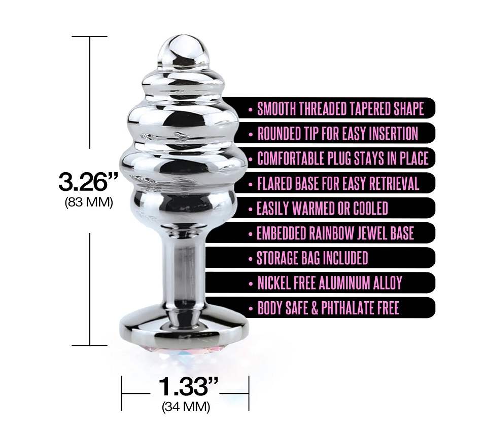 Add a little luxury to your rear with the NIXIE Honey Dipper... Nixie - Honey Ribbed Metal Butt Plug M - Rainbow photo-2