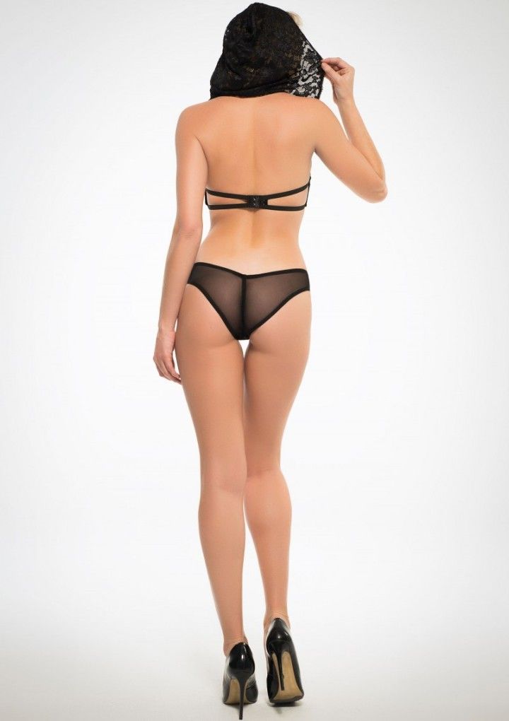 Chloe flirty & coy hooded lace bra and panty set, perfect fo... Allure - Hooded Lace Bra & Panty - Black - L photo-2