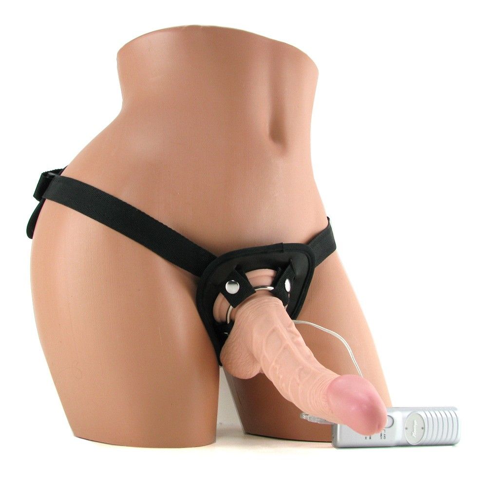 Combining Nasstoy's powerful, excitingly shaped 8 inch W... Nasstoys - All American Whoppers Vibrating 8″ Dong W/Universal Harness - Flesh photo-3