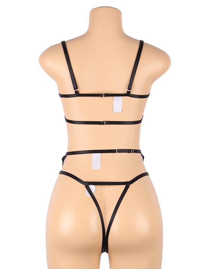 Bra Set is the steel ring design on the chest area. This des... Ohyeah - Embroidery Bra Set - Black - XL photo-5